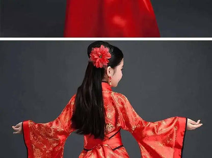 Hanfu Chinese Costume Girls Children Kimono Traditional Vintage Ethnic Fan Students Dance Halloween Japanese Yukata Kimono Style