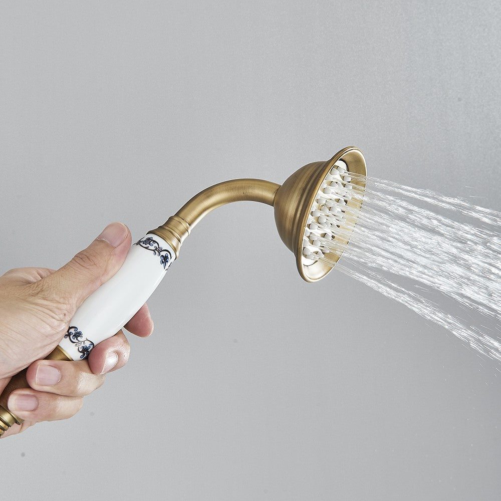 Ducha Chuveiro Banheiro Vintage Cerâmica Latão Montado Parede Torneira Pulverizador Acessório Hardware Chuveirinho