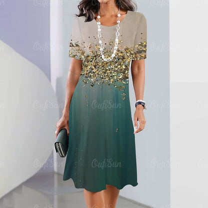 2024 New Women's Dresses Graphic Print Elegant & Beautiful Midi Dresses Plus Siz