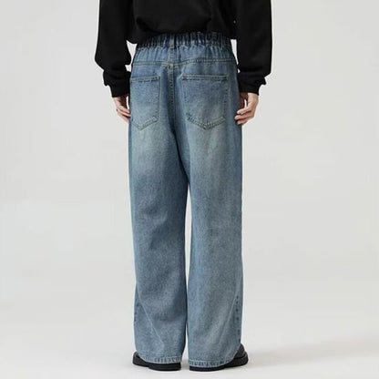 Calça Jeans Masculina Clássica Americana Hip Hop Rap Perna Larga Juventude Popular Masculina Reta Retrô Solta Calças Jeans Oversized