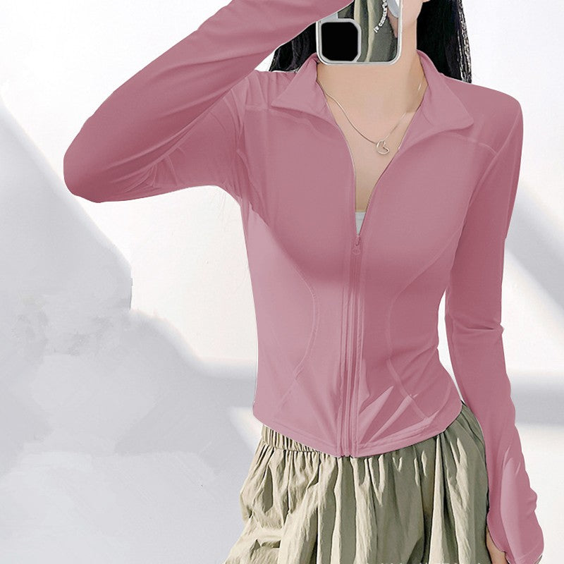 Women Zip Fitness Yoga Shirt Long Sleeve Sports Jacket Gym Pilates Slim Fit Top Cycling Running Coat Workout Clothes Activewear