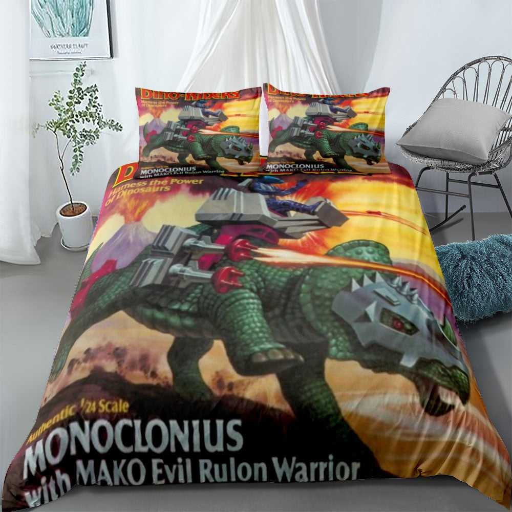 Conjunto de Capa de Edredom Dino Riders para Cama King Queen Casal Solteiro