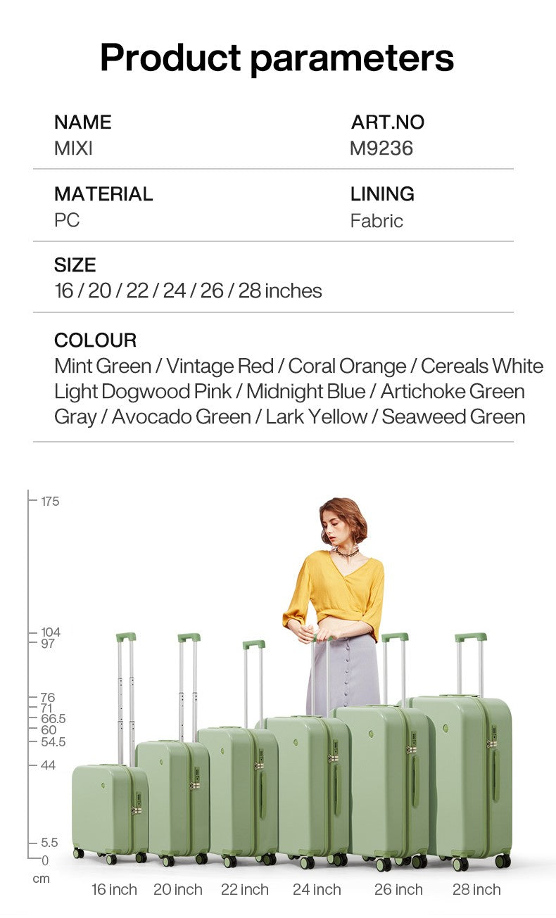 Mixi Puristic Design Travel Luggage Rolling Wheel Hardside Women Suitcase Men Trolley Case 16 20 Carry On/Big 22 24 26 28 Inch