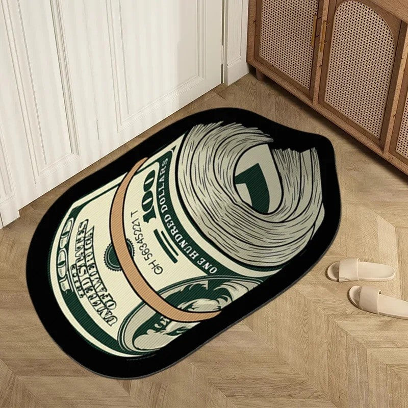 VIKAMA Upgraded Material Personalized Creative Dollar Simulated Money Carpet Living Room Bedroom Kitchen Bathroom Art Rug Mat