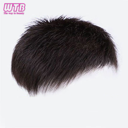 Peruca Curta Masculina de Cabelo Sintético Natural para Homens Jovens com Calvície, Queda de Cabelo, Linha Fina Alta, Aplique com Clipes