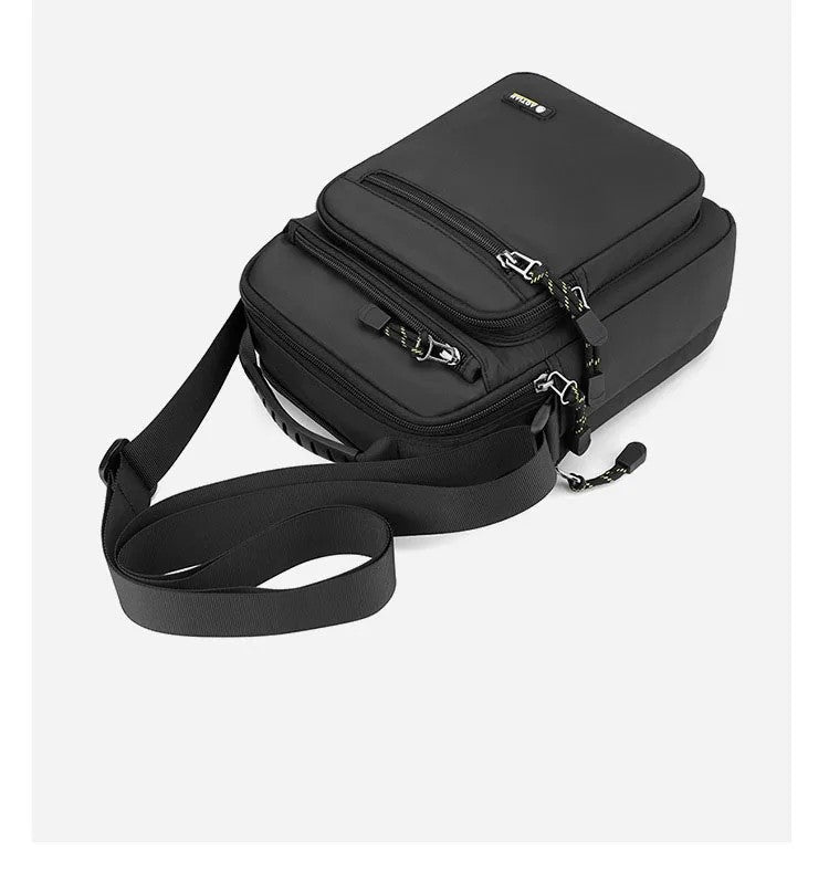 Men Multi-layer Shoulder Bag Fashionable Casual Lightweight Nylon Crossbody Bag for Daily Outing Commuting Small Handbag