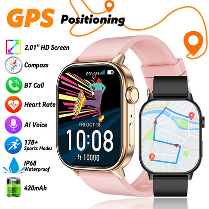LIGE 2025 Para Android IOS GPS Smart Watch Feminino Tela HD de 2.01" Frequência Cardíaca Chamada Bluetooth Bússola IP68 À Prova D'água Smartwatch Masculino