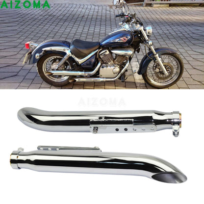 1 Pair Motorcycle Exhaust Muffller Pipe for Harley Suzuki VL 125 800 1500 Intruder Bobber Chrome Tapered Turn Out Iron Silenc