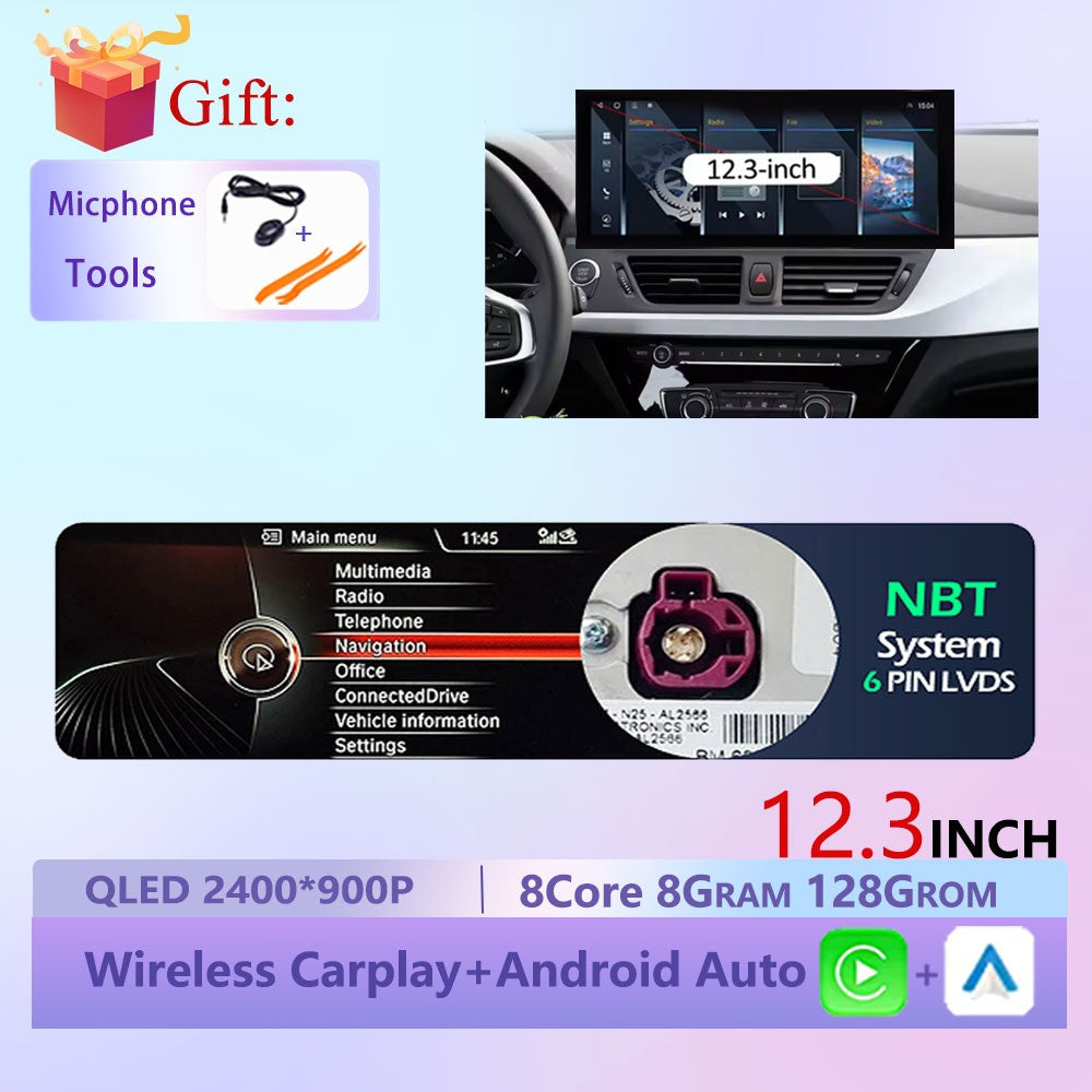 Estéreo Touchscreen Wireless CarPlay Android 15 Para BMW Série 1 F20 F21 F22 F23 2016 - 2023 Sistema NBT/EVO WiFi GPS 4G F6NAVI