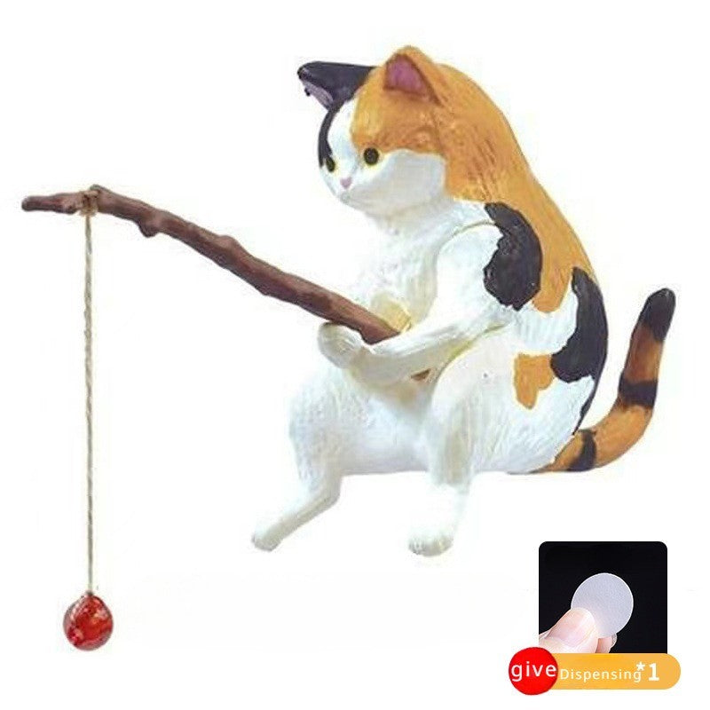 Gato-pescador Decoração de Interiores de Carro Resina Fofa com Óculos de Tubo Pingente para Retrovisor de Carro Saída de Ar para Acessórios de Carro