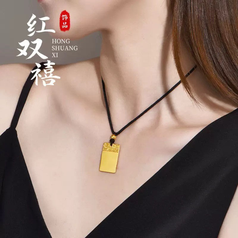 9999 pure gold 24K gold male and female pendant, used for peace, auspicious clouds, worry free, gold jewelry couple pendant
