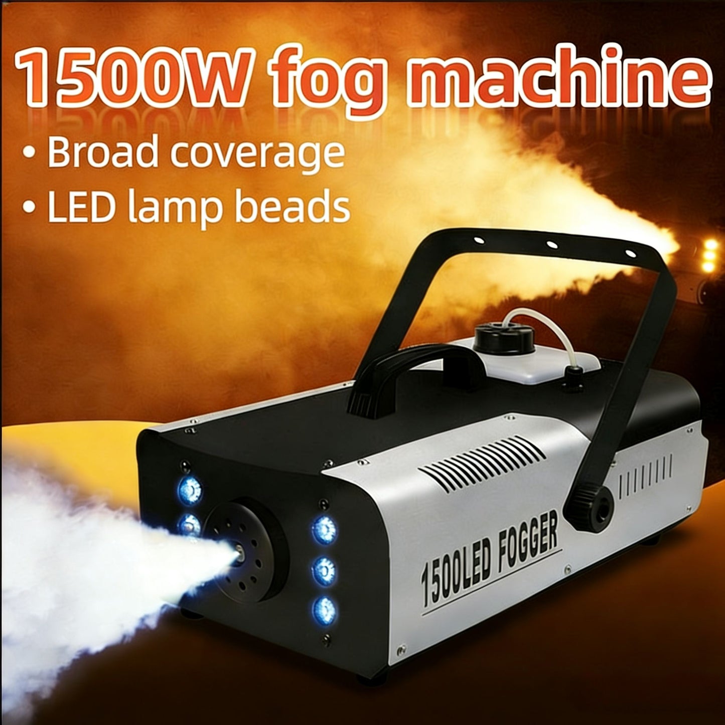 Hot-selling MINGLANG 1500W Multicolor Smoke Machine 6 LEDs Remote/Manual Control 110V-220V 1-Year Warranty 10-15m