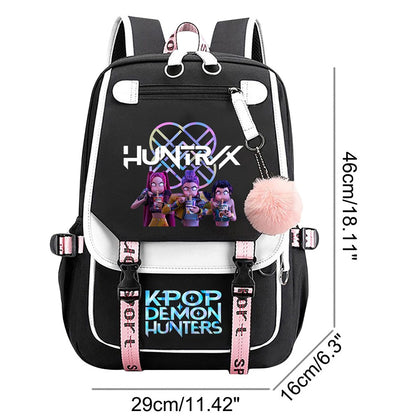 Mochila KPop Anime para Caçadores de Demônios Adolescentes Mochila Escolar Kawaii com Carregamento USB Grande Capacidade Viagem Slayer