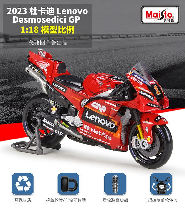 Maisto 1:18 Ducati Team 2023 2022 Gp Lenovo #1 #23 #43 #63 Racing Bike Alloy Diecast Model Toy Collectible Figure