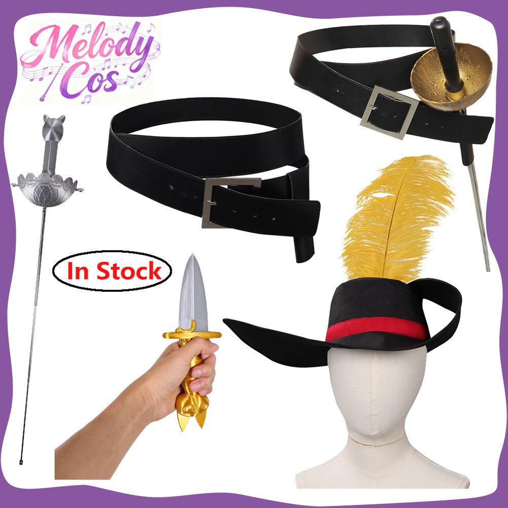 Cat Cosplay Hat Belt Sword Movie Puss Roleplay In Boots Disguise Cap With Feather Halloween Carnival Party Accessories Props