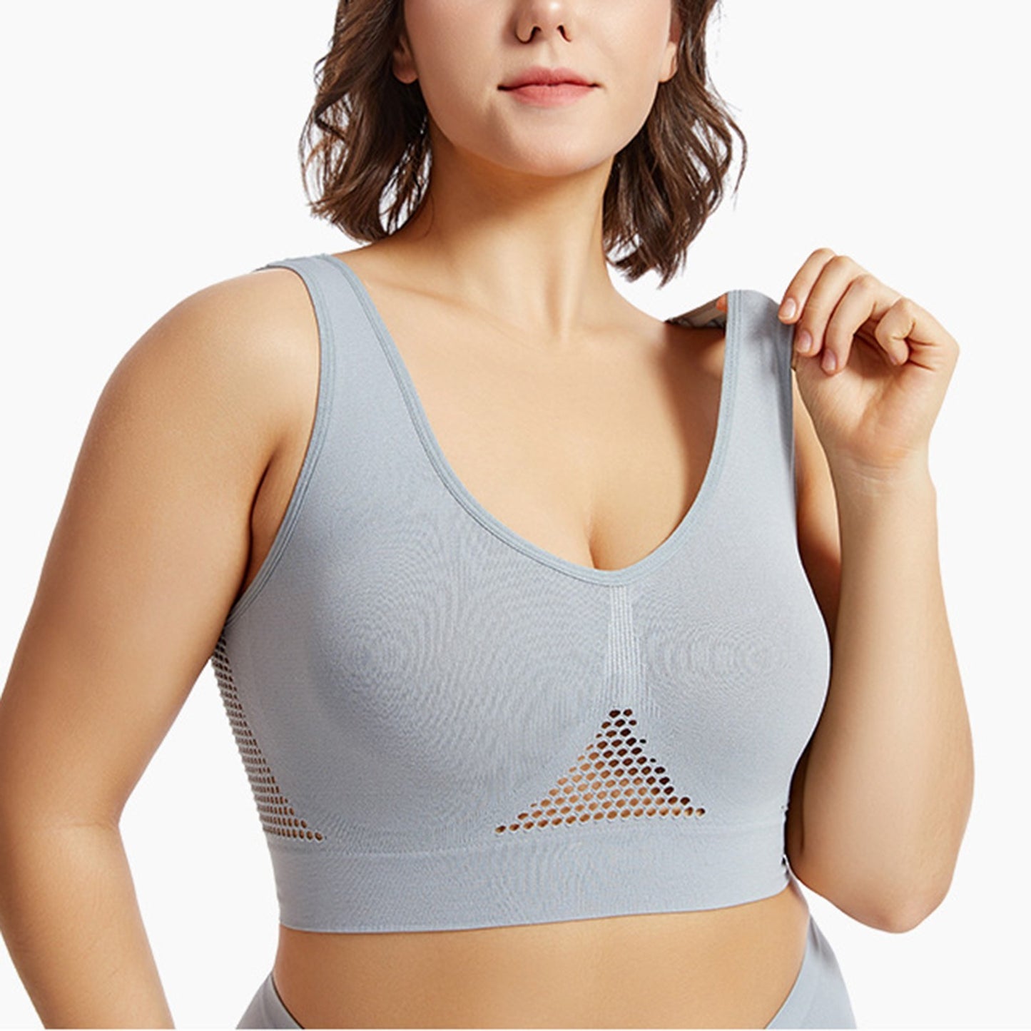 Seamless Mesh Women Sports Bras Fitness Gym Running Underwear Shockproof Bra Wireless 6XL Plus Size Crop Top Breathable Yoga Bra