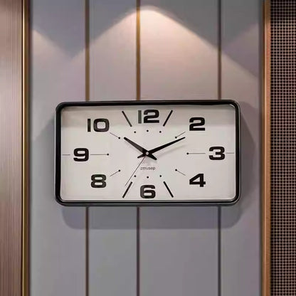 Win Elegant Simple Modern Japanese Style Metal Wall Clock New Silent Rectangular Home and Office Clock for Living Room