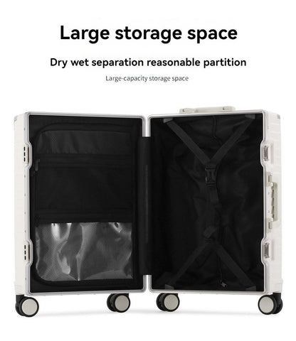 Front opening luggage compartment, PC aluminum frame, 20 inch boarding case, password travel case, luggage trolley case