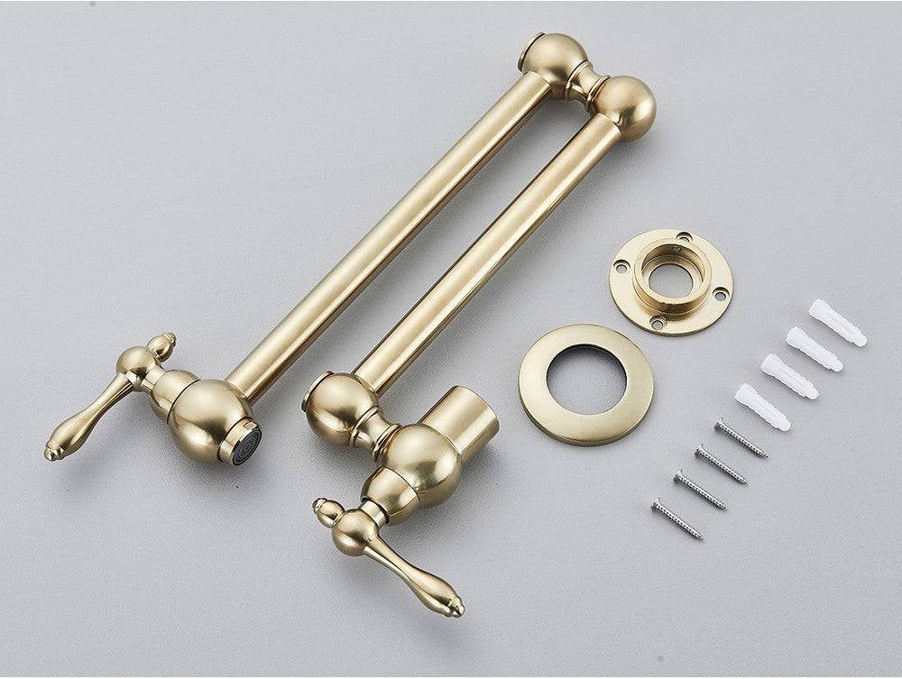 Brushed Gold Rotated Kitchen Sink Faucet Cold Water Tap Brass Basin Sink Swivel Faucets Wall Mounted Faucet