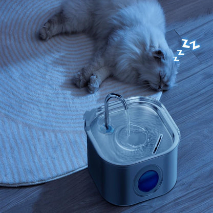 Bebedouro Automático para Gatos ZYFeeder 2.2L, Quadrado, Aço Inoxidável, para Animais de Estimação, com Janela? Não inclui plugue 5V 1A?