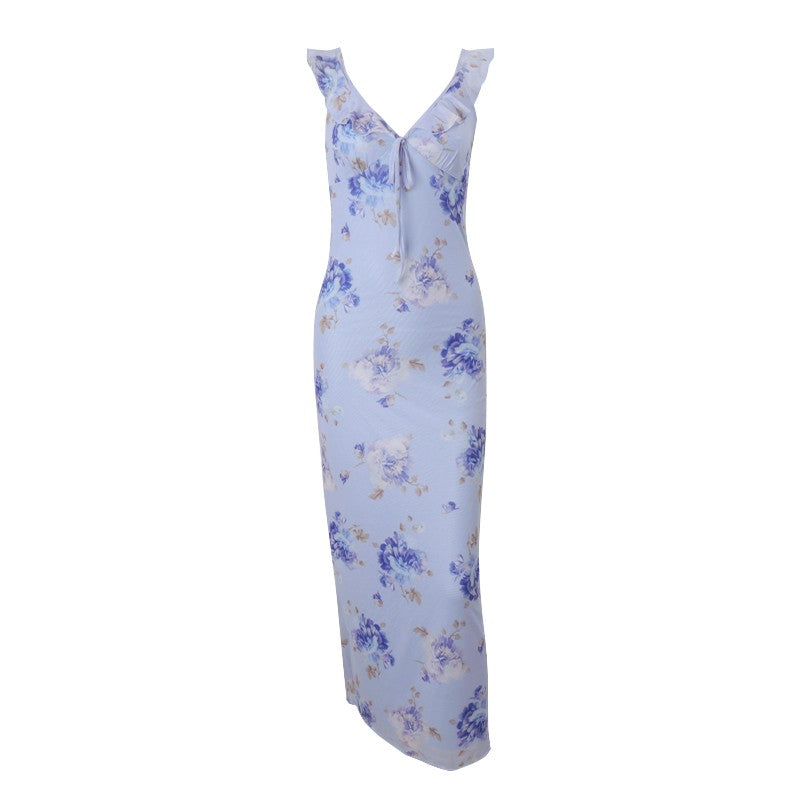 WhereMery Fashion Women Floral Printed Maxi Dresses Sexy Lady Off Shoulder Backl