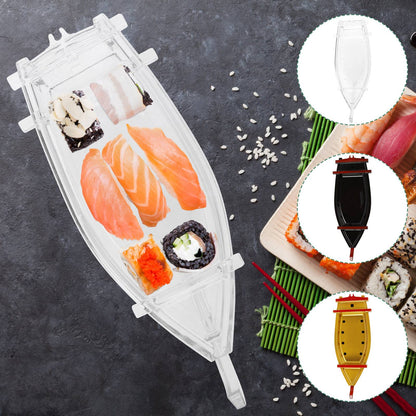 Sushi Serving Tray Reusable Plastic Sushi Boat Serving Plate Japanese Style Sushi Tray Decorative for Home Kitchen Restaurant