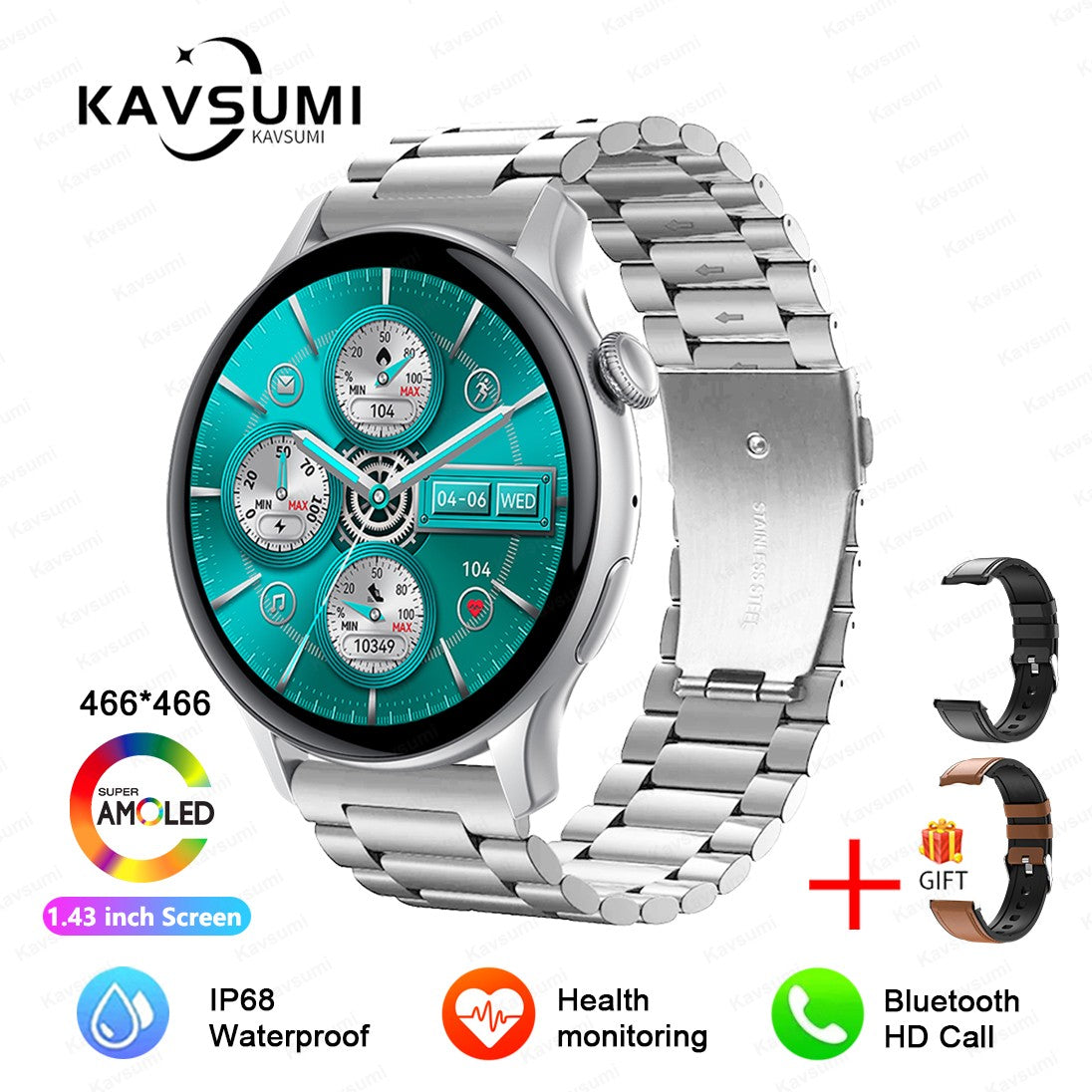 Smartwatch Feminino 2025 NFC Amoled HD GPS Monitor Cardíaco Bluetooth Ligações à Prova D'Água Para Mulheres Presente