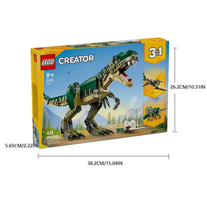 31151 LEGO T. rex, Brinquedo LEGO 3 em 1 Tiranossauro Rex - Conjunto de Blocos de Montar de Dinossauro para Crianças, Meninos e Meninas, Idade 9+ - 3 Opções de Montagem