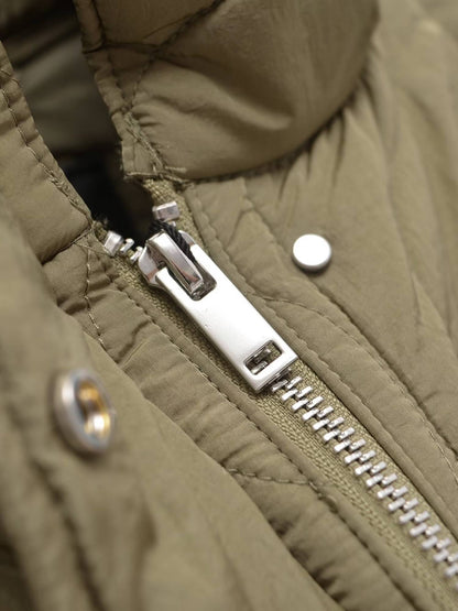 European and American style winter new style stand collar loose drawstring zipper cotton jacket for women