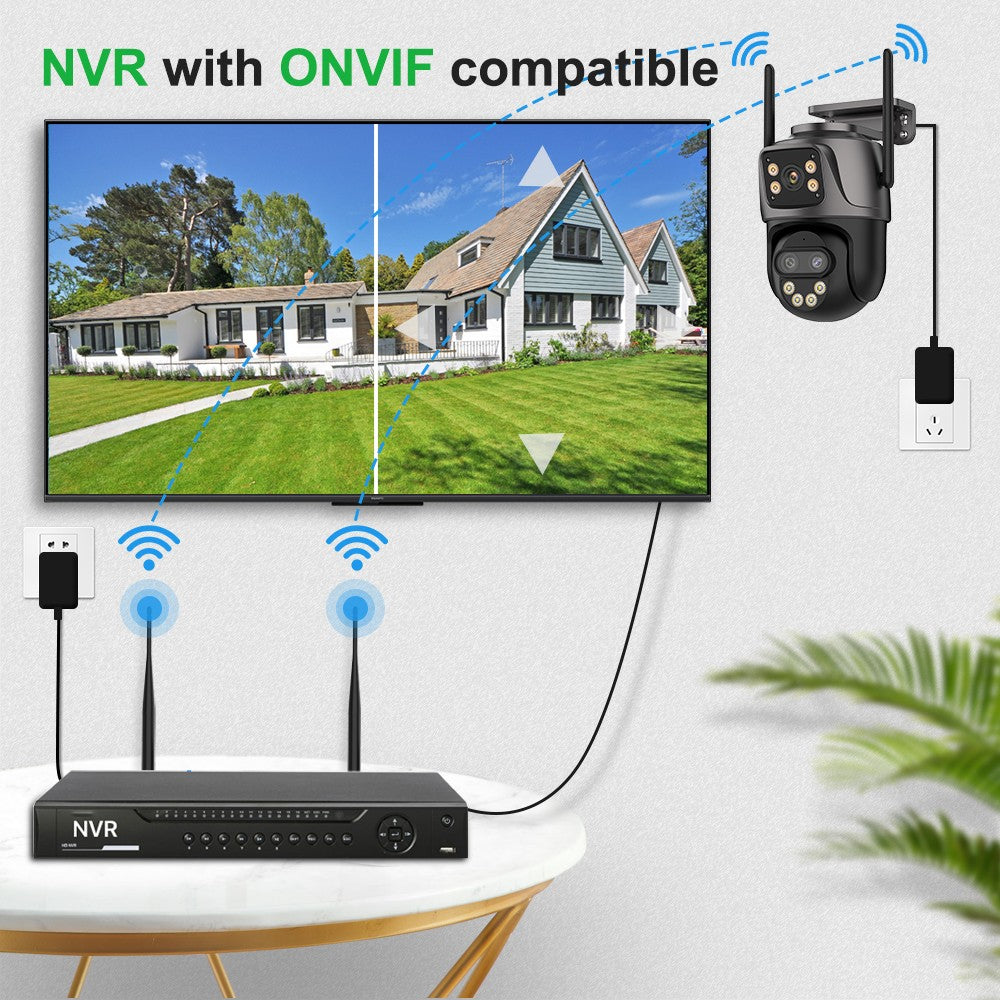 6K 9MP HD IP Camera Outdoor Three-Lens External WiFi Camera 4K/2K Dual Screen Security PTZ Cam Auto Tracking Surveillance iCSee