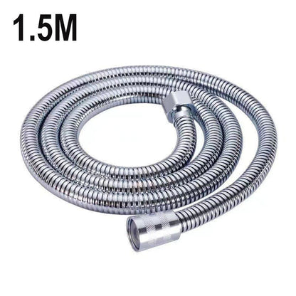 1.5/2M Stainless Steel Shower Hose Black/Silver Long Bathroom Shower Water Hose Extension Plumbing Pipe Showerhead Tube