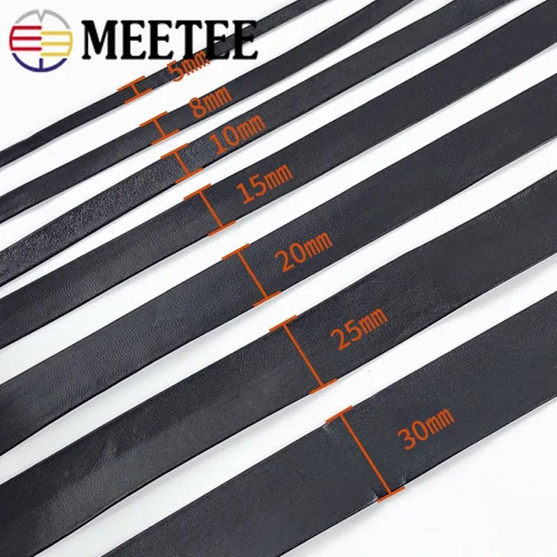 5Meters 3-50mm Black PU Leather Cords Soft Ribbon Band Bag Strap Webbing Necklace Jewelry Decor Tape DIY Sewing Accessories