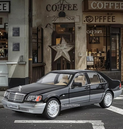 1:24 300SL W140 Carro de Brinquedo Modelo de Liga Fundido com Luz e Som, Carroceria Aberta, Modelos em Miniatura, Brinquedos Clássicos de Presente para Meninos