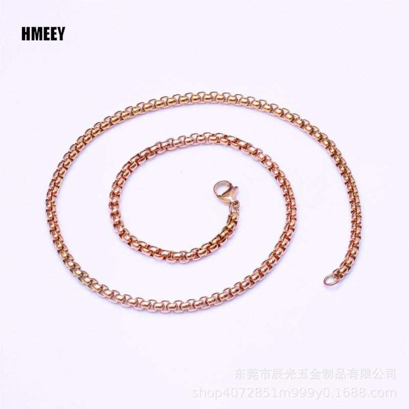 Hmeey Rope Chain Box Necklace Stainless Steel Chains Link Necklaces Pendant DIY Jewelry Never Rub Off 2MM 2.5MM 3MM 4MM
