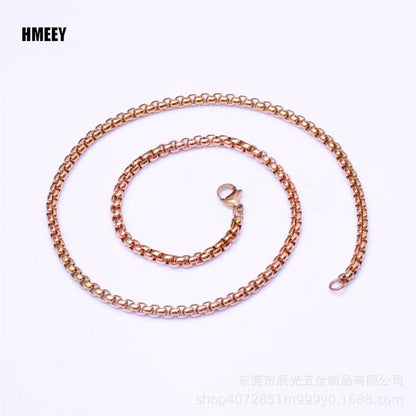 Hmeey Rope Chain Box Necklace Stainless Steel Chains Link Necklaces Pendant DIY Jewelry Never Rub Off 2MM 2.5MM 3MM 4MM