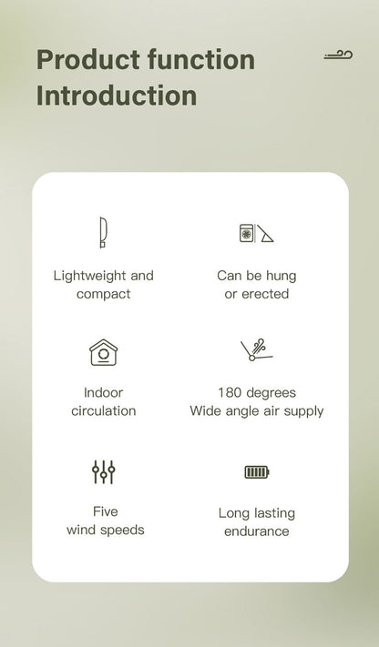 Desk Fan Portable Mini Fan Foldable Table Fan With 5 Gear USB Rechargerable Wall Fan Student Desktop Hang Fan For Office Home