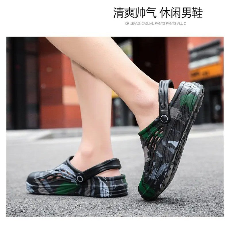 Men's Summer Camouflage Graffiti Sandals Garden Clogs Shoes Men Outdoor Beach Anti-skid Slippers Indoor Home Shoe big size 45-49