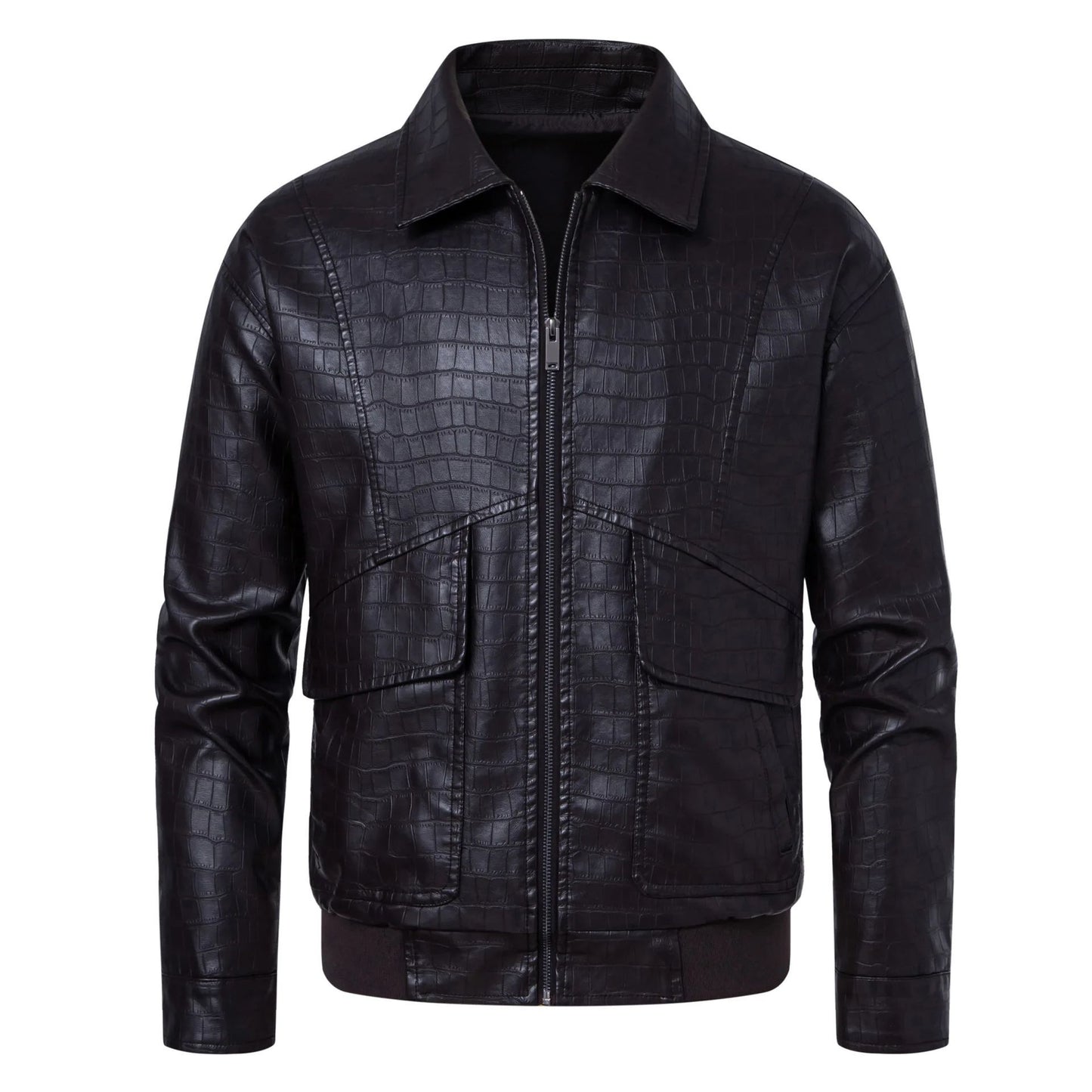 New Fashion Men's Spring Autumn Lapel Casual Pu Leather Loose Motorcycle Jacket