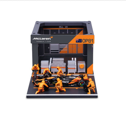 Bburago 1:43 2024 F1 Mclaren MCL38 Casa de Box DIY Modelo em Miniatura de Carro de Liga Fundida Ferrari SF24/Benz W15/Red Bull RB20 Brinquedos Infantis