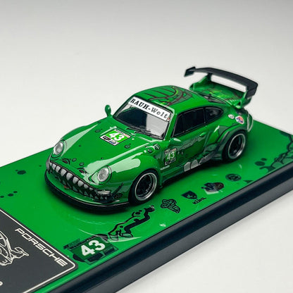 In-Stock Flame 1:64 Rwb 993 964 Pink/Green Dinosaur Paint Simulation Alloy Miniature Die-Cast Car Model Custom Children Toy Gift
