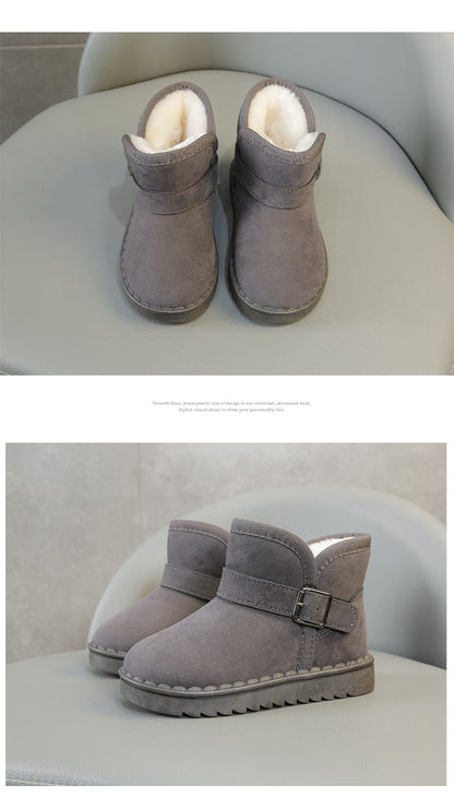 Boys Thermal Boots Kids Versatile Casual Buckle Non-slip Children Fashion Simple Non-slip Girls Snow Boots Cotton Winter Autumn