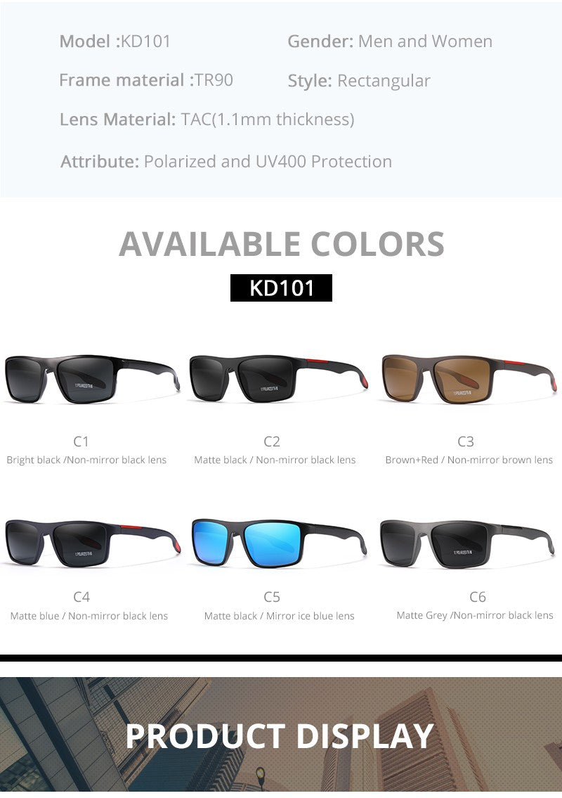 KDEAM Rectangular Ultra Light TR90 Sunglasses Men Polarized Wholesale
