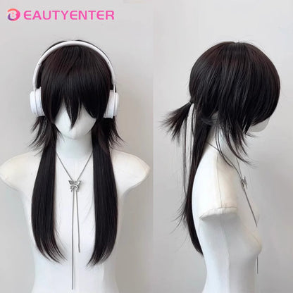 Peruca Curta Mullet Cabeça Sintética Lisa Dourado Preto Fofo Natural Rabo de Lobo Cabelo Masculino e Feminino Peruca para Festa Diária Cosplay