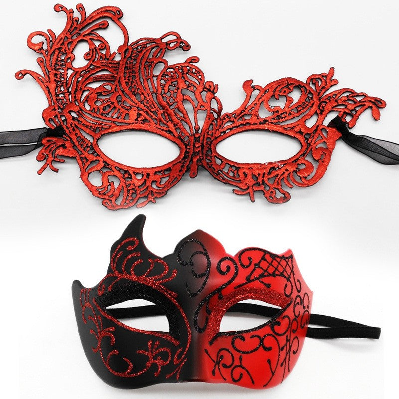 2Pcs Couples Gold Purple Black Blue Lace Masks Butterfly Venetian Face Cover for Mardi Gras Halloween Masquerade Party Costume