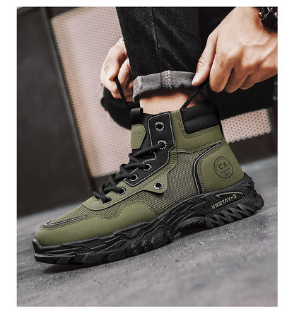 Botas de trabalho masculinas de inverno com cadarço, sapatos masculinos quentes de segurança, plataforma, tamanho 44, promoção, designer, antiderrapante, moda
