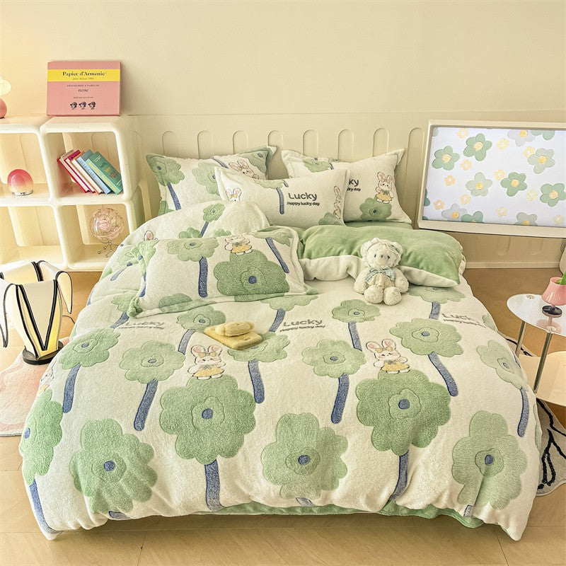 Capa de Edredom de Veludo Leite com Estampa de Panda Fofo para Decoração de Quarto de Meninos e Meninas, Roupa de Cama de Desenho Animado de Animais, Capa de Edredom Macia e Quente para Outono e Inverno