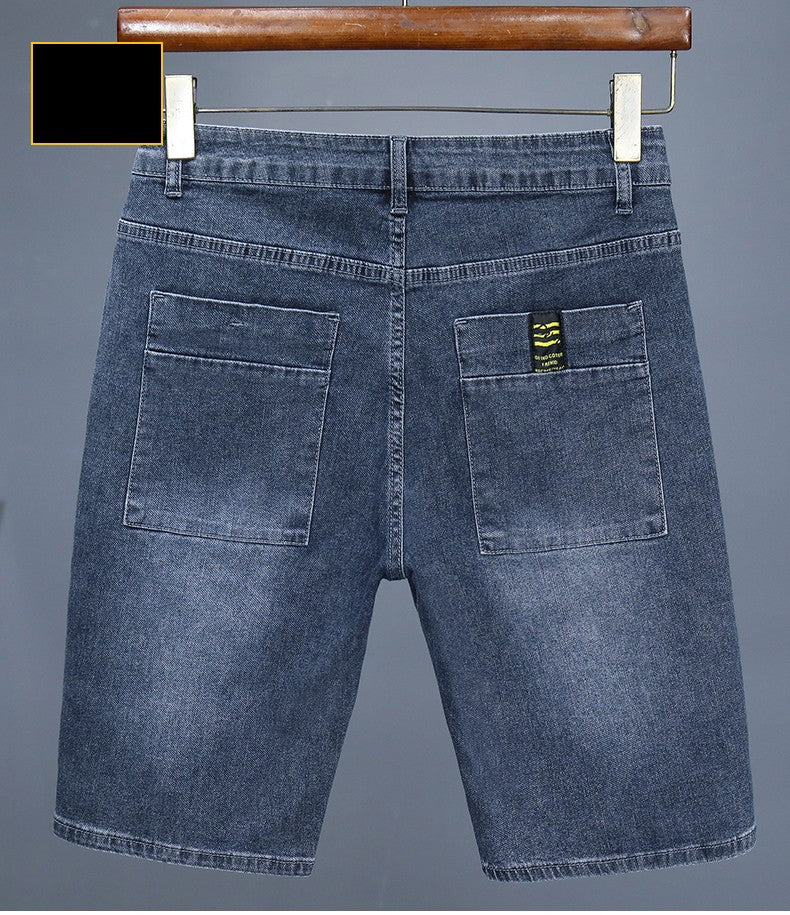 Men's Straight Casual Denim Shorts Simple Solid Color Slim Jeans Comfortable Breathable Bermuda Short Pants Summer