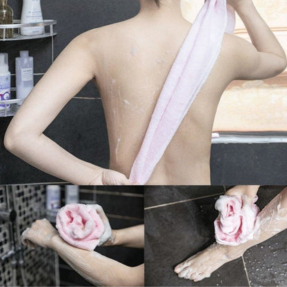 1 Esponja de Banho Japonesa, Toalha de Banho Estendida, Ferramenta de Beleza, Esfoliante de Pele, Esponja de Nylon para Polimento da Pele, Esfregão de Costas para o Corpo