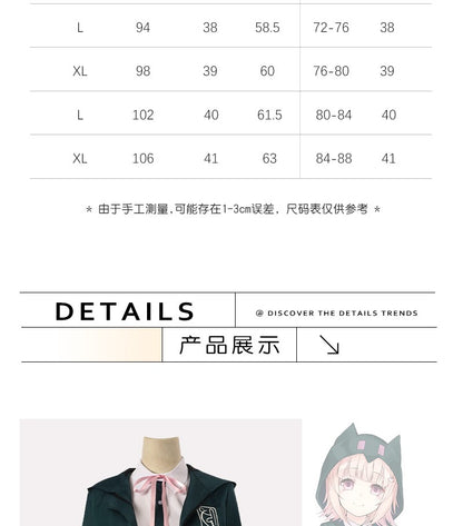 Uniforme de lycéens Anime recruté anronpa Nanami ChiaKi Cosplay Costume, veste à manches longues, jupe courte, jupe Loli