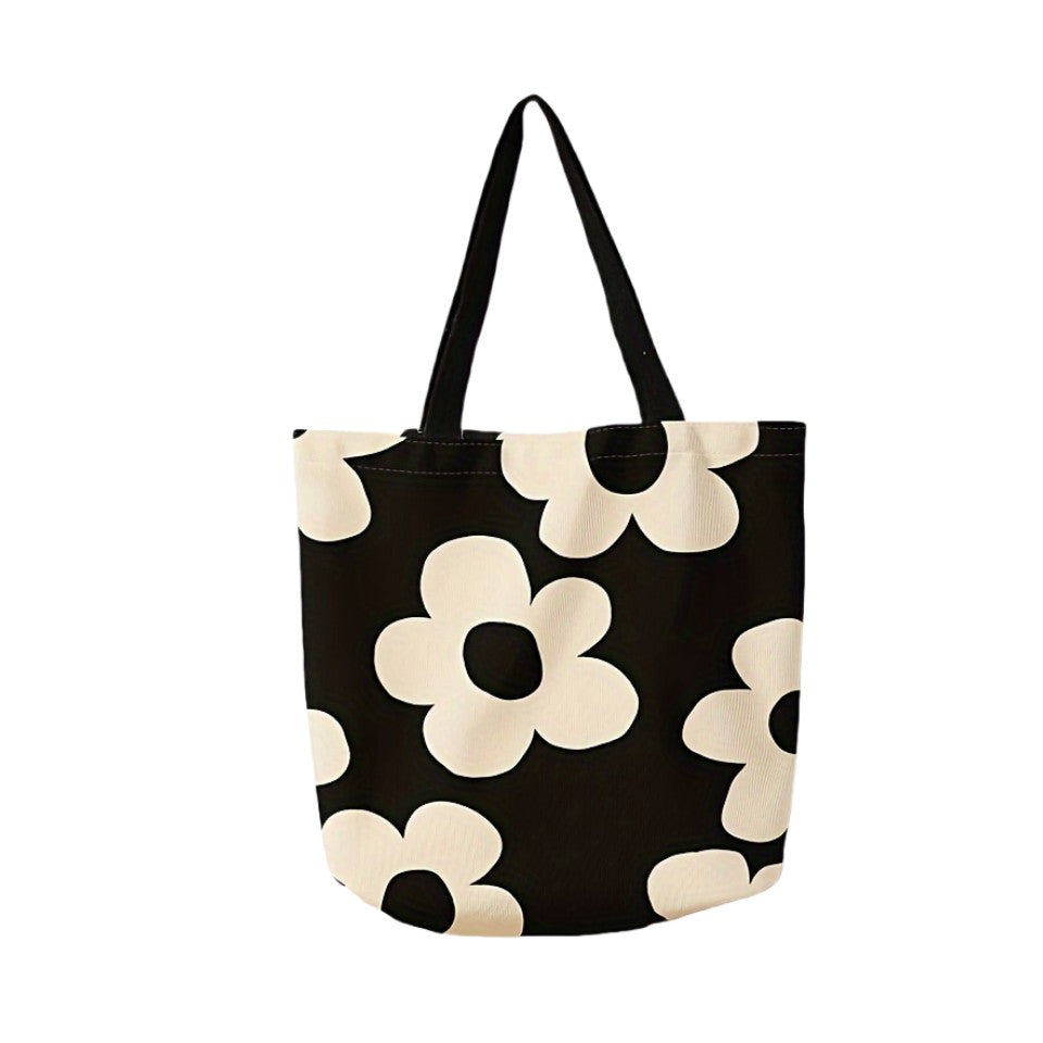 Yellow flower printed tote bag, reusable fashionable backpack, multifunctional handbag, printed canvas shopping bag